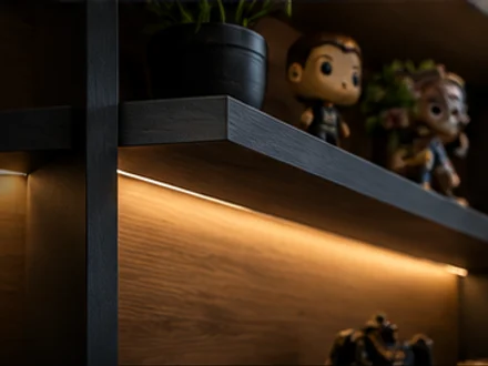 Repisa con luz LED y borde enchapado